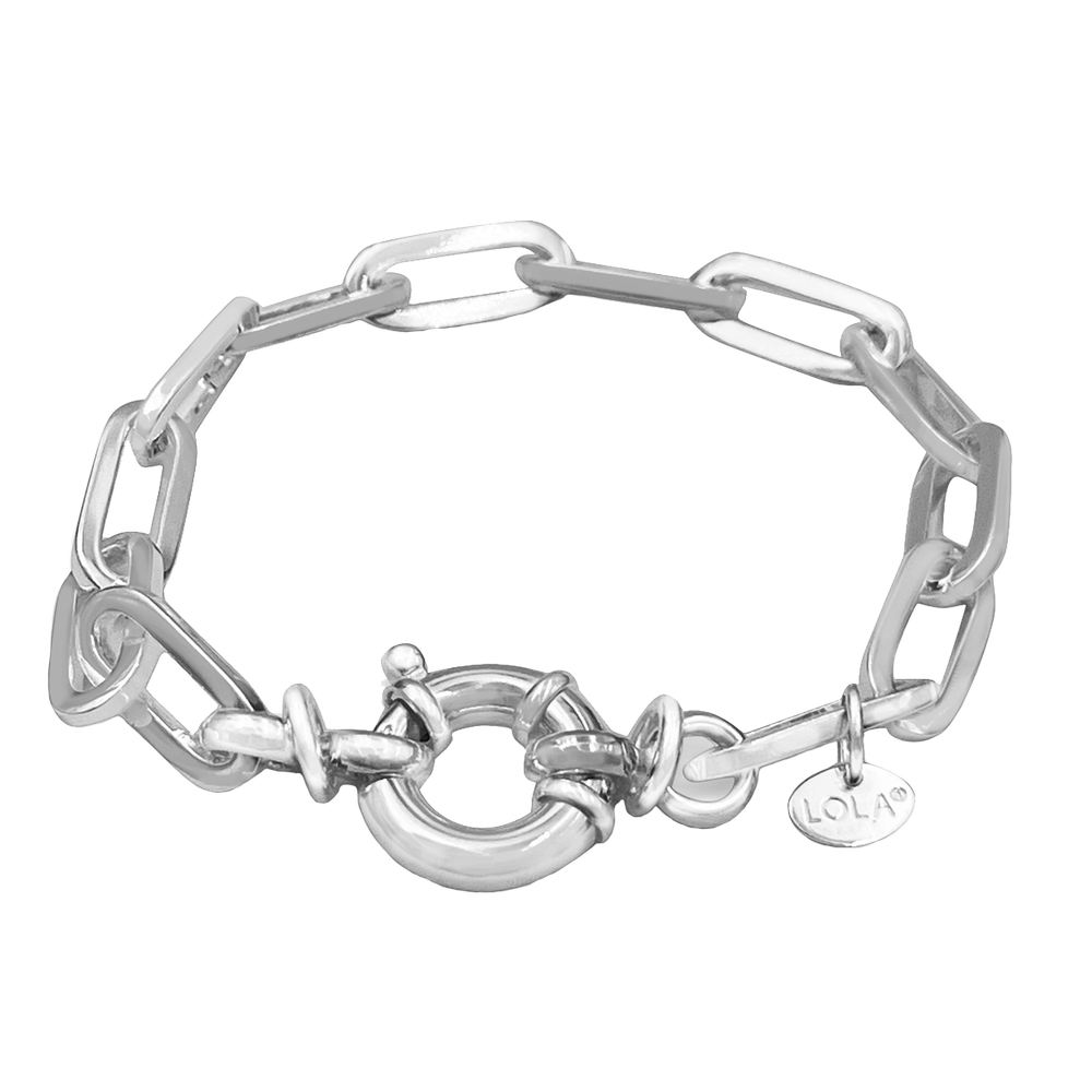 Oval Single Wrap Bracelet Silver