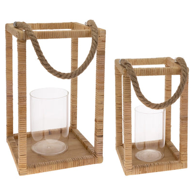 Seaport Rattan Lantern with Rope handle