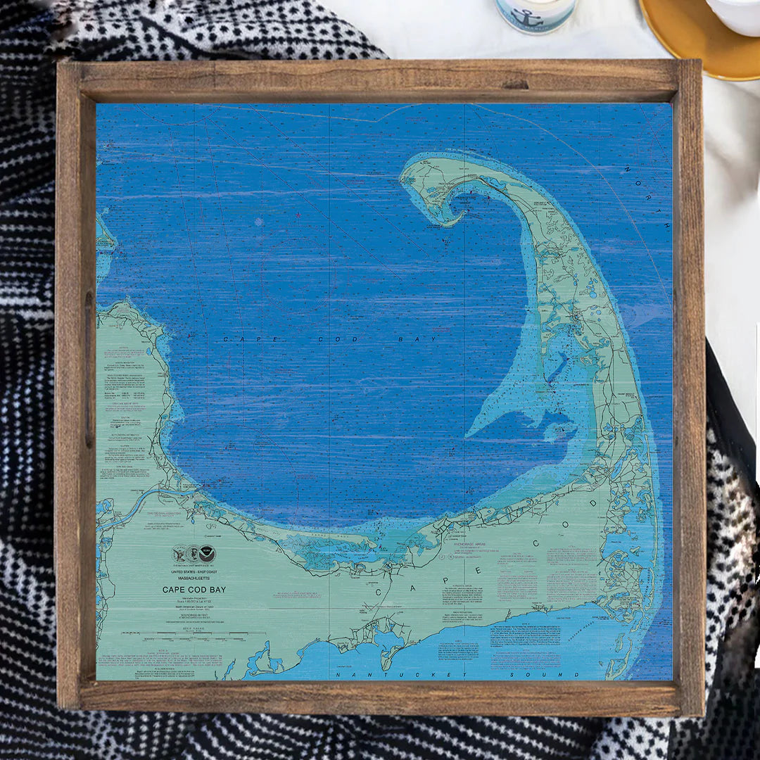 Cape Cod Chart Map Wooden Serving Tray