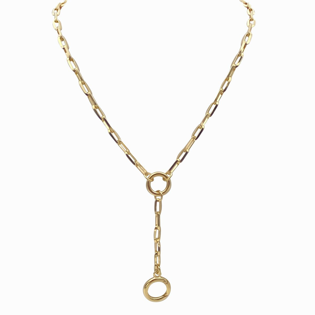 Oval Lariat Necklace Gold
