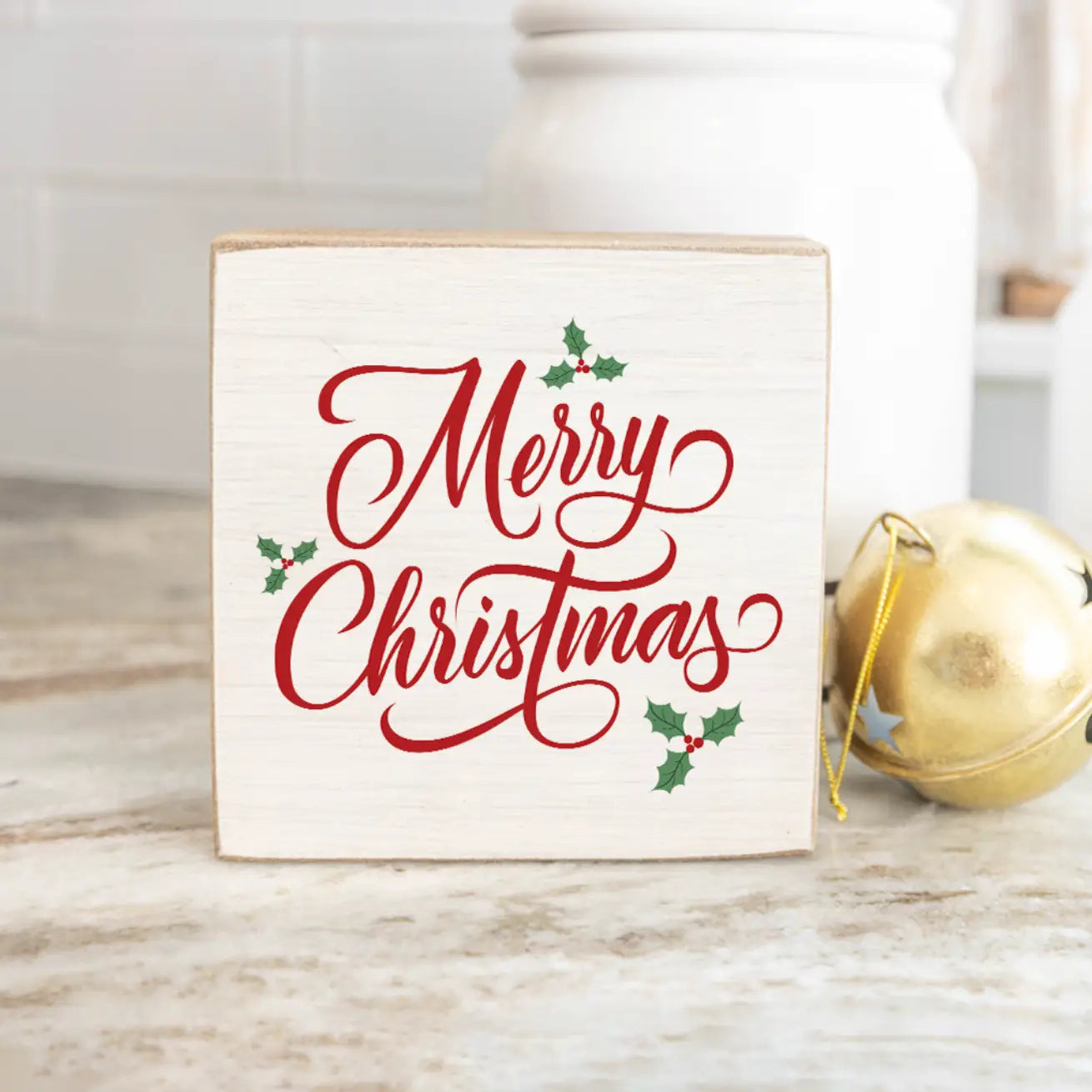 Merry Christmas Decorative Wooden Block