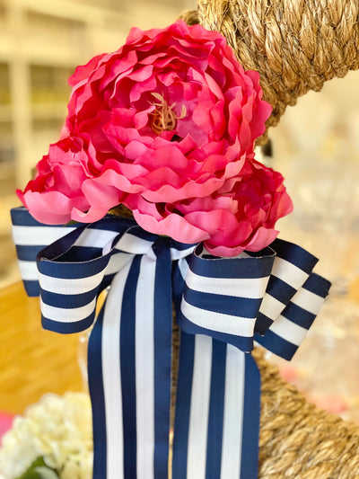 Newport Rope Wreath with Pink Peony Accessory