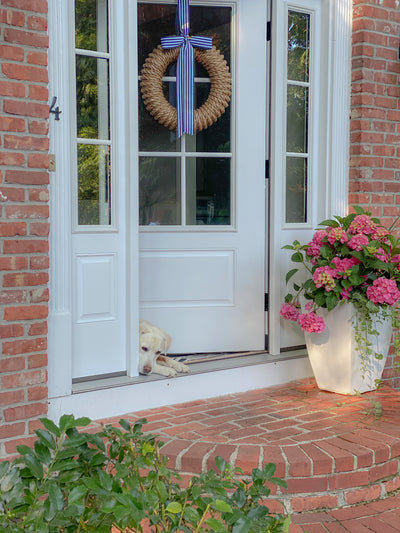 Newport Rope Wreath with Navy + White Signature Ribbon