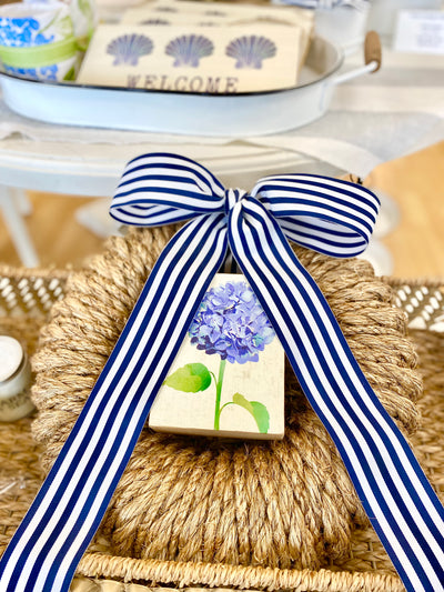 Newport Rope Wreath with Navy + White Signature Ribbon
