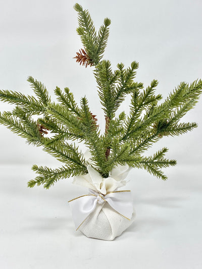 White Linen Faux Pine Trees