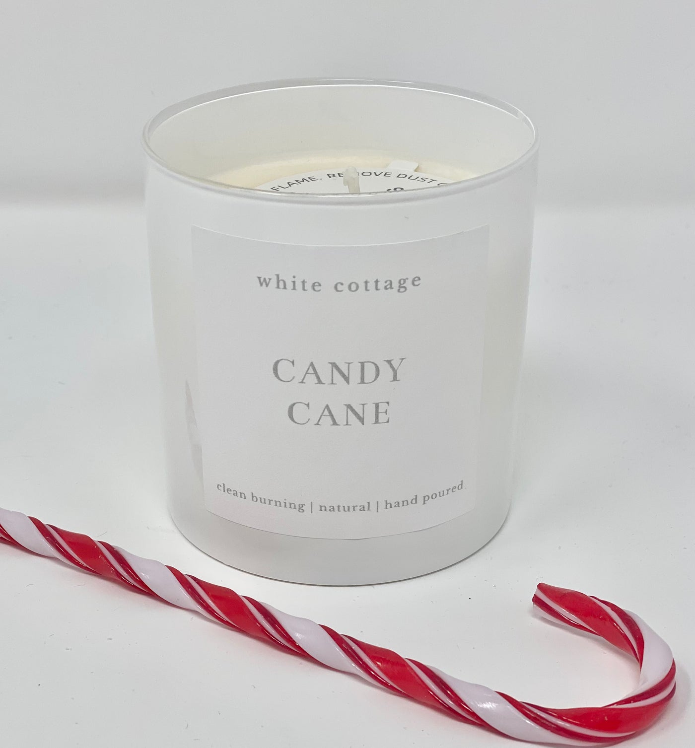 white cottage Candy Cane Candle