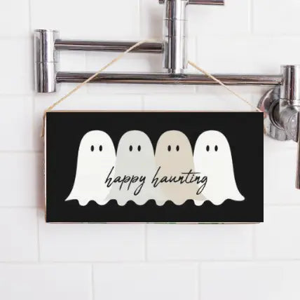 Happy Haunting Twine Hanging Sign