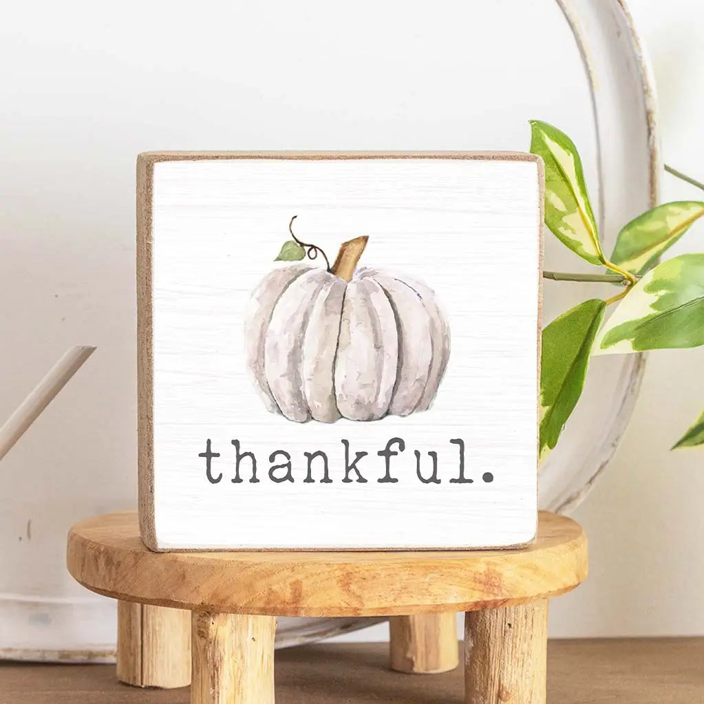 Thankful Pumpkin Decorative Wooden Block