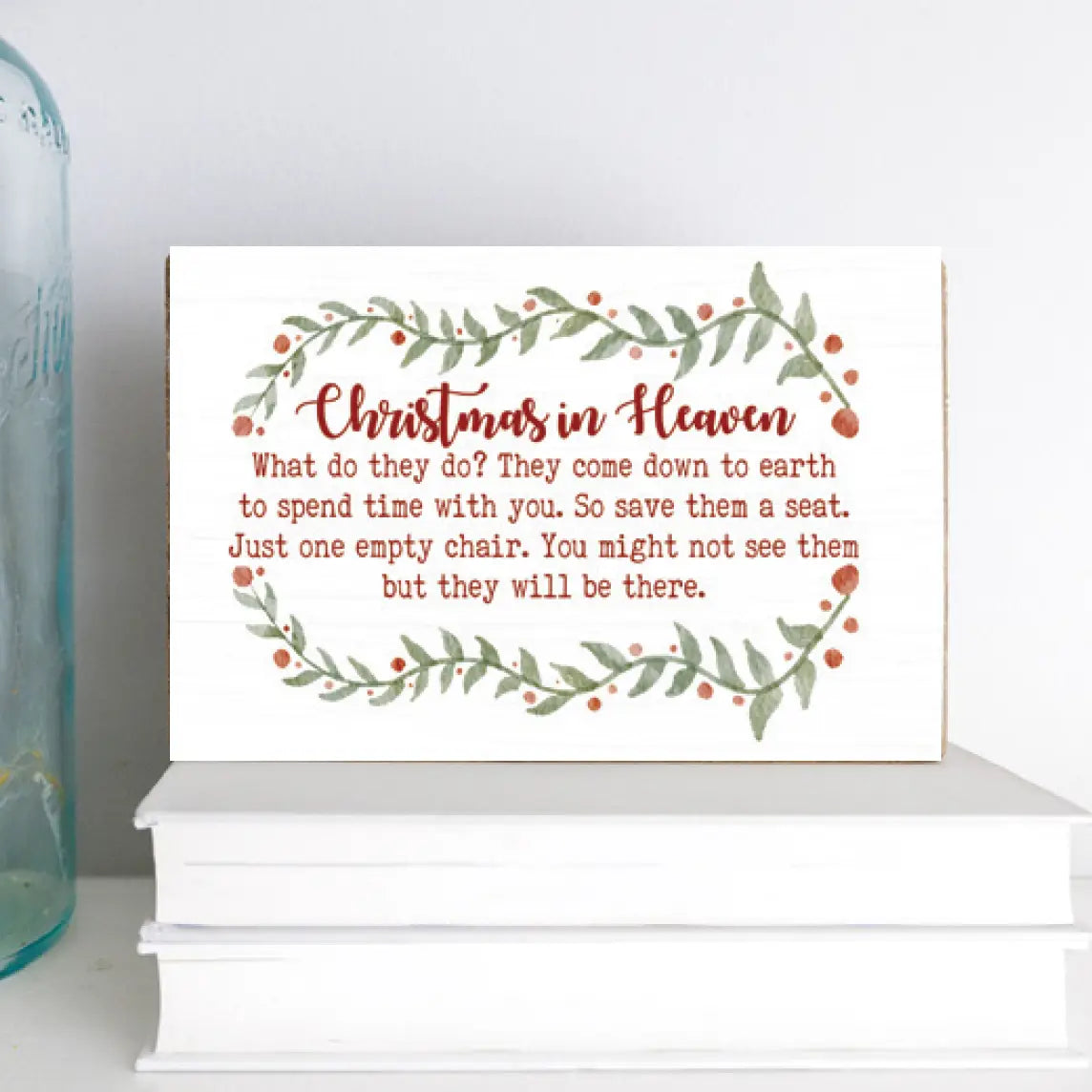 Christmas in Heaven Red Decorative Wooden Block