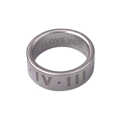 1-4-3 Love Code Silver Wide Band Ring