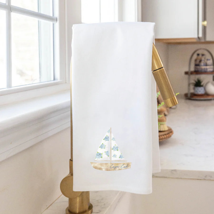 Hydrangea Sailboat Tea Towel