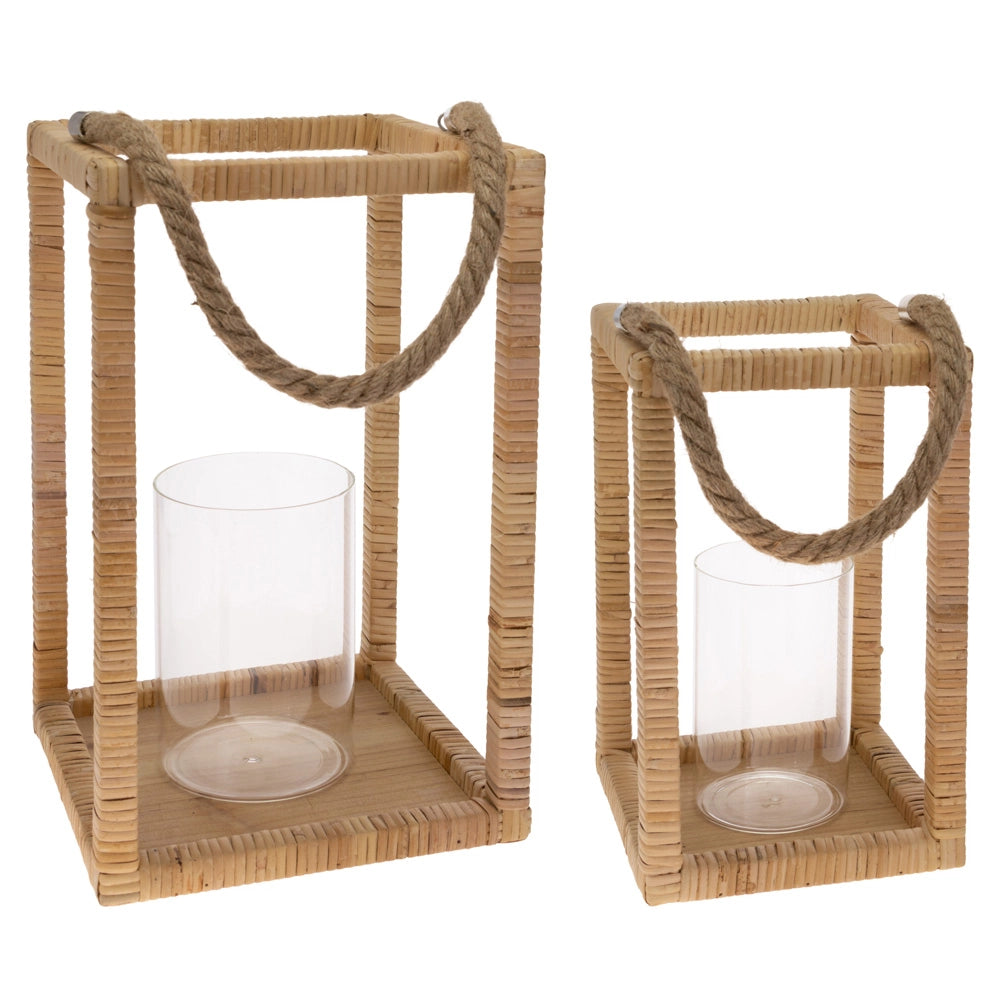 Seaport Rattan Lantern with Rope handle