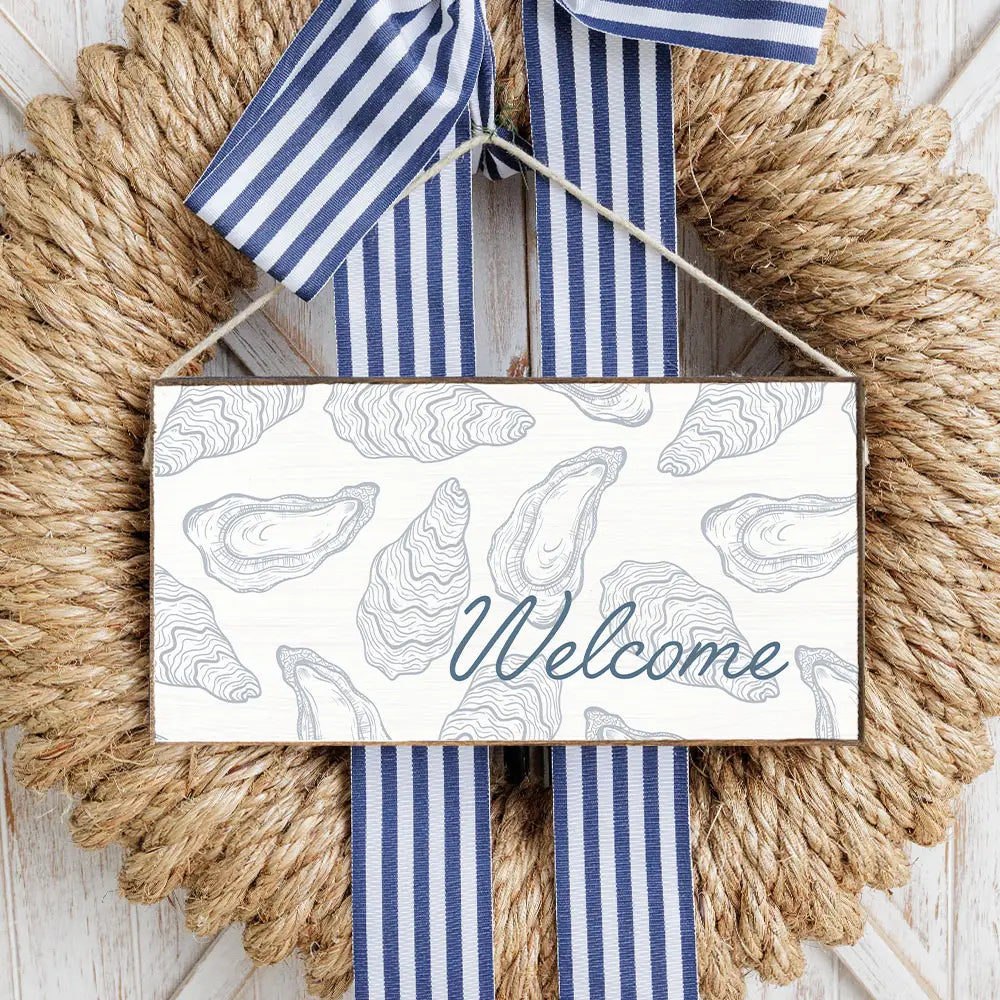 Oyster Welcome  Twine Hanging Sign