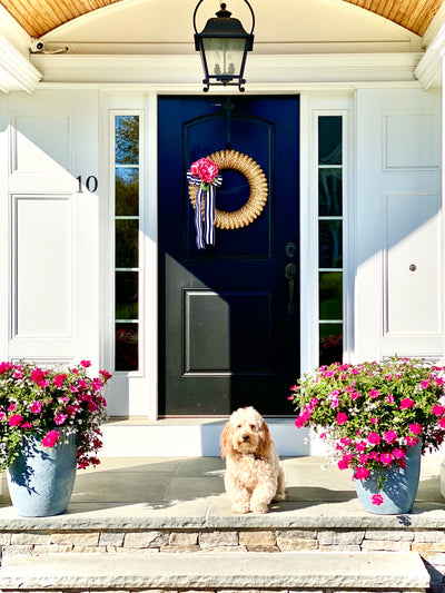 Newport Rope Wreath with Pink Peony Accessory