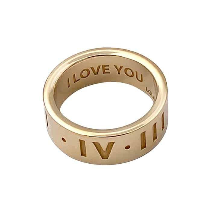1-4-3 LOVE CODE GOLD WIDE BAND RING