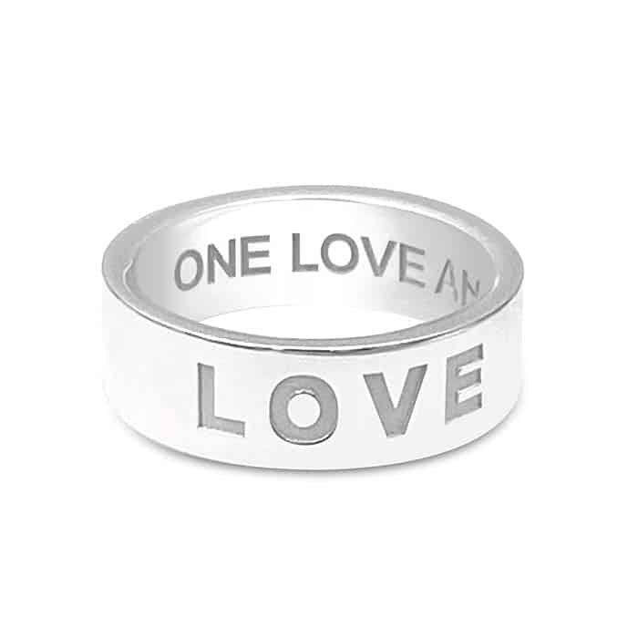 LOVE SILVER WIDE BAND RING