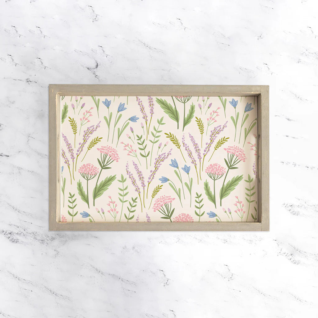 Spring Florals Welcome Wooden Serving Tray