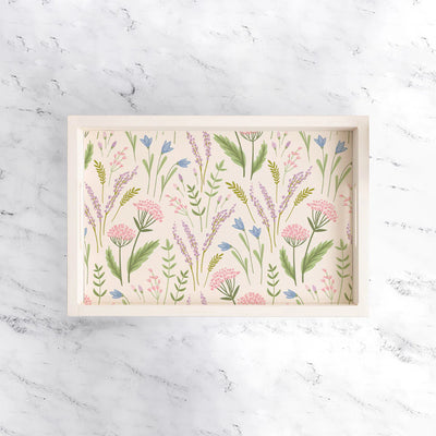 Spring Florals Welcome Wooden Serving Tray