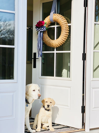 Newport Rope Wreath with Pink Peony Accessory