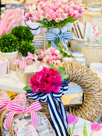 Newport Rope Wreath with Pink Peony Accessory