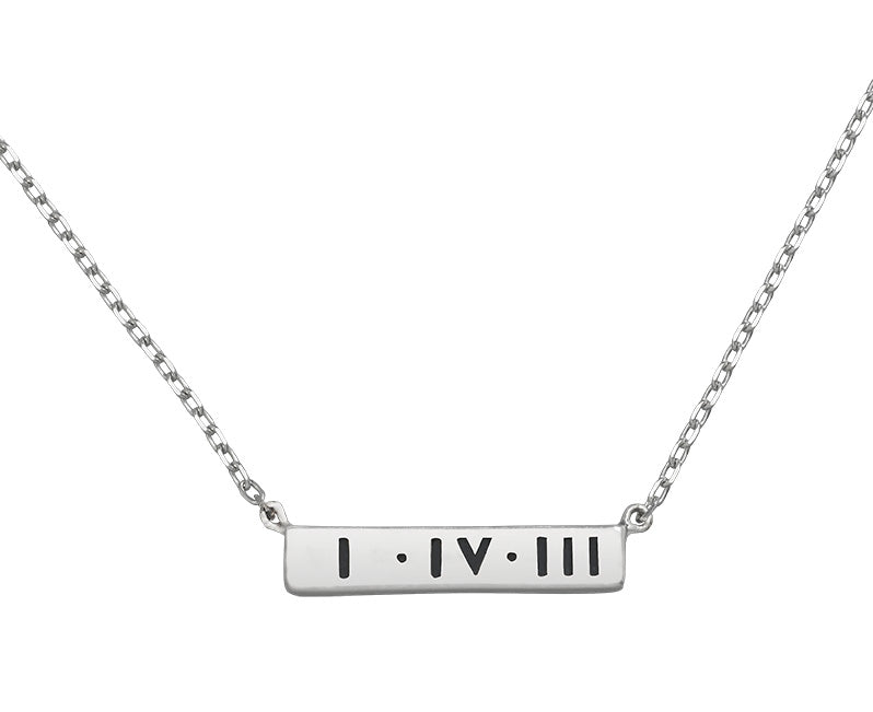 Lola & Company Jewelry 1-4-3 "I Love You" Necklace - silver bar on a 17 inch silver chain