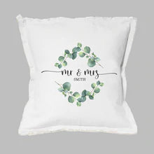 Personalized Mr and Mrs Greenery Square Pillow