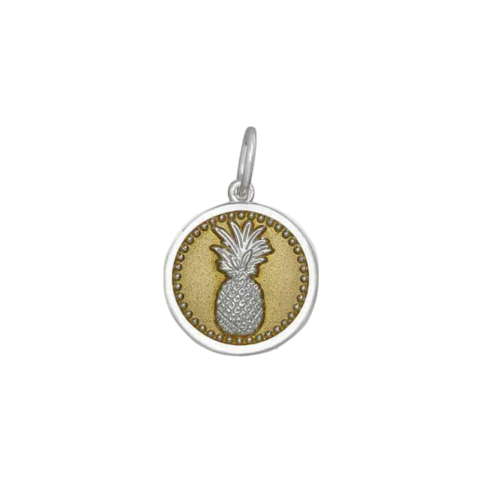 Lola & Company Jewelry Pineapple Pendant Silver in Gold Center Vermeil