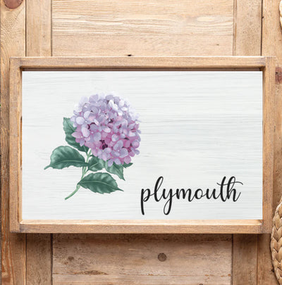 Personalized Pink Hydrangea Wooden Serving Tray