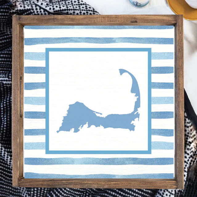 Cape Cod Stripes Wooden Serving Tray