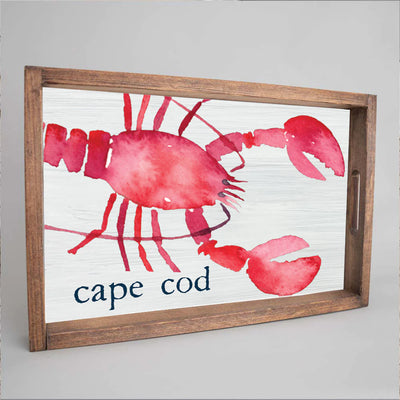 Personalized Watercolor Lobster Wooden Serving Tray