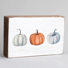 Watercolor Three Pumkins Decorative Wooden Block