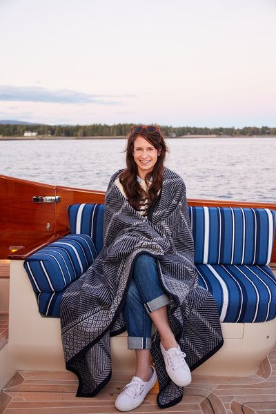Old Port Herringbone Navy Blanket