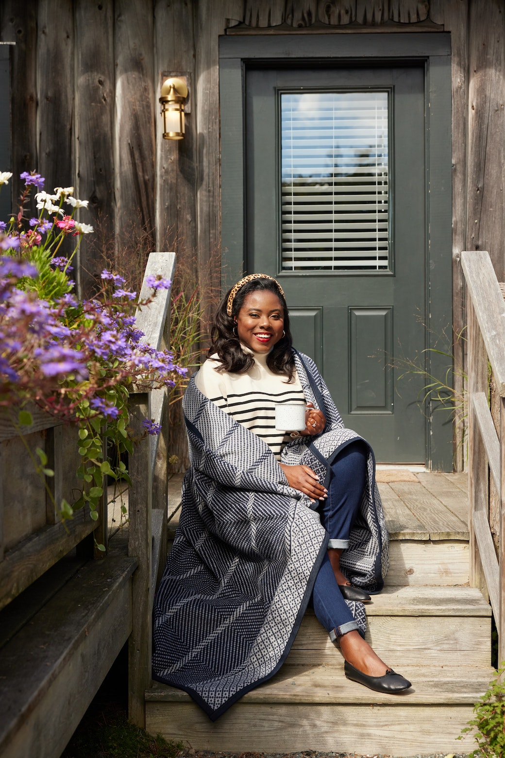 Old Port Herringbone Navy Blanket