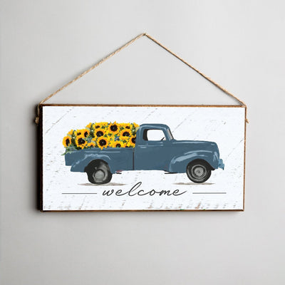Welcome Sunflower Truck Hanging Sign